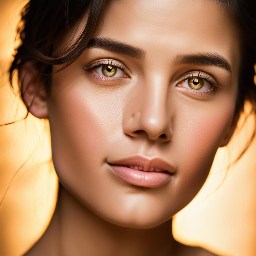 Close-Up Portrait of Woman with Golden Eyes