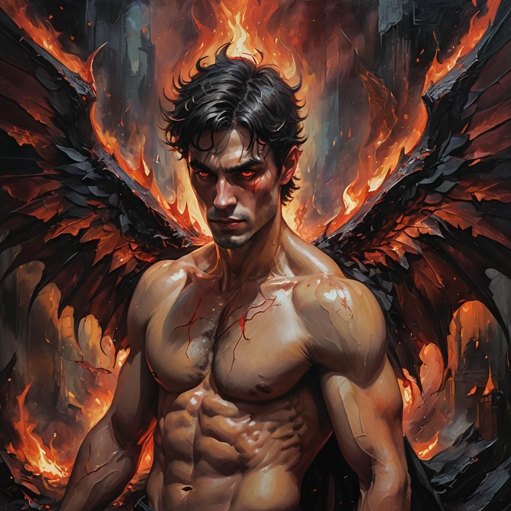 Dark Fantasy Incubus Portrait in Oil Painting Style