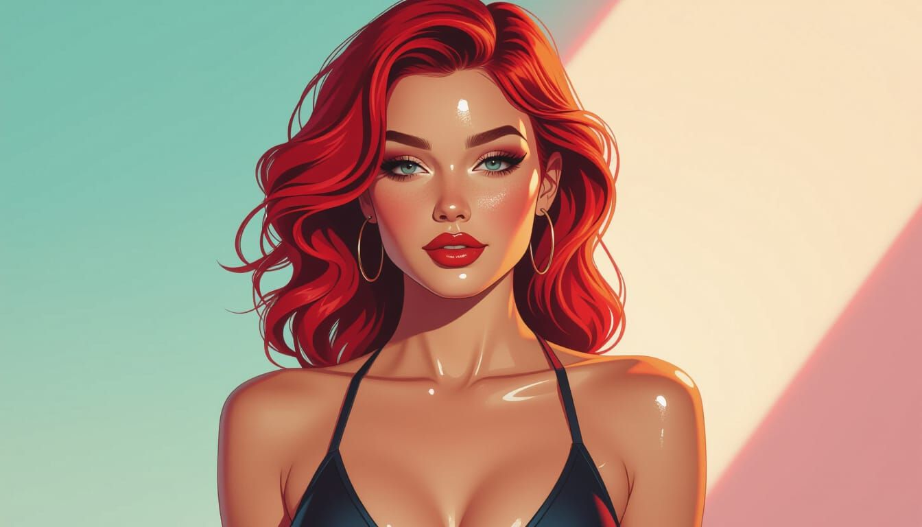 Redhead Woman Portrait in Hyperrealistic Style