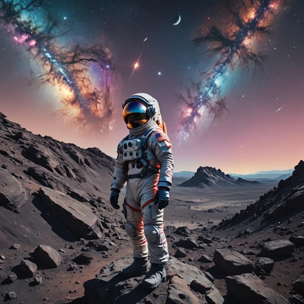 Astronaut Gazing into Infinite Space: Surreal Art