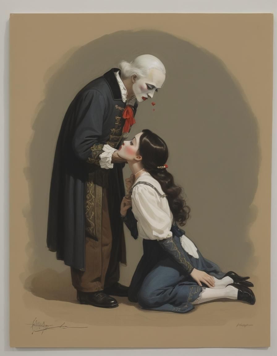 Romantic Embrace in Storybook Illustration Style