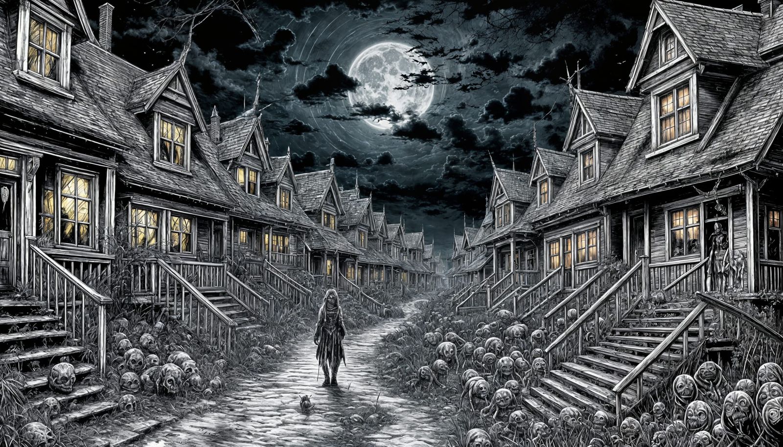 Midnight Landscape in Gothic Horror Style