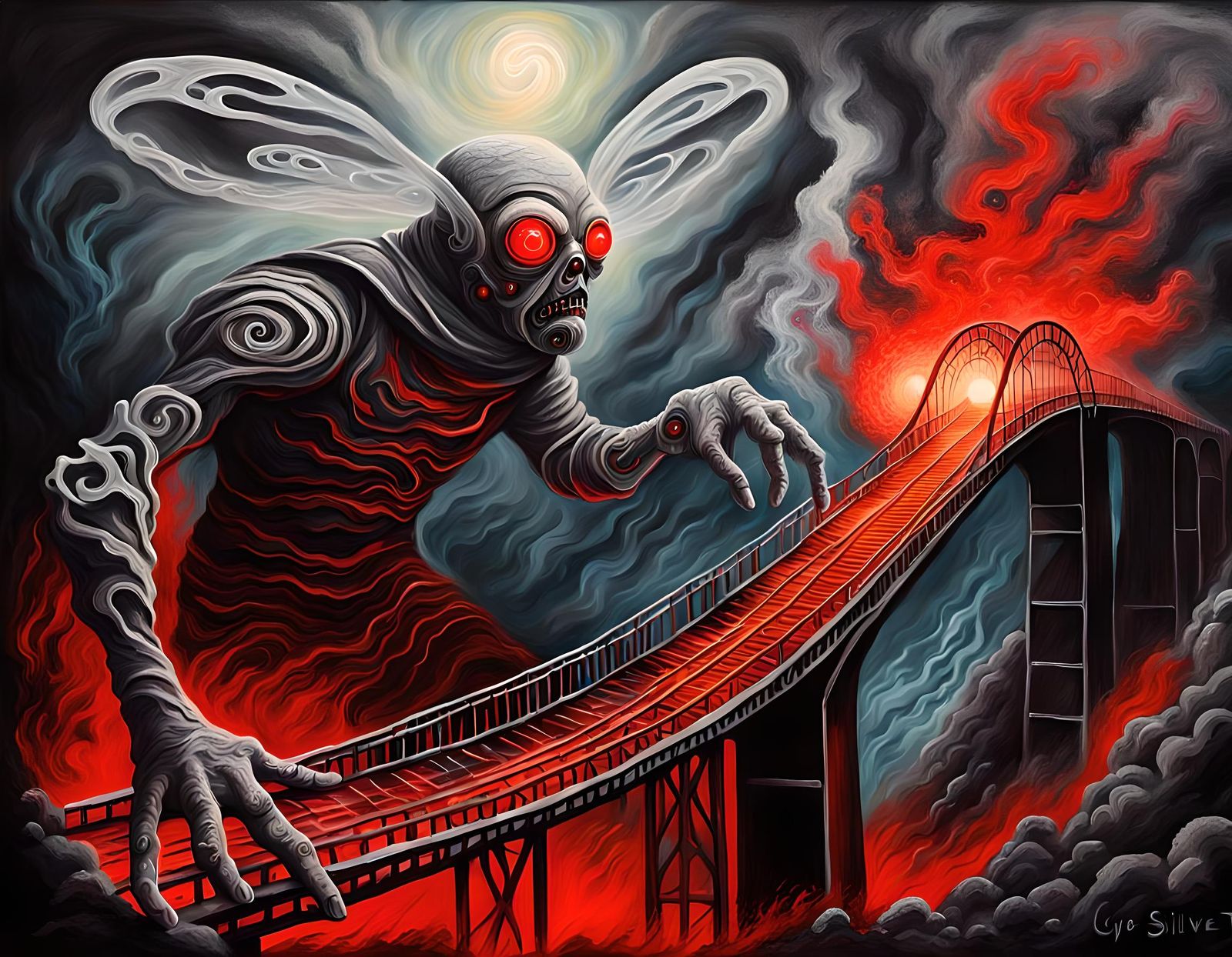Mothman Cryptid at Silver Bridge Collapse