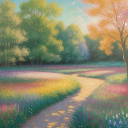 Idyllic Impressionist Meadow at Golden Hour