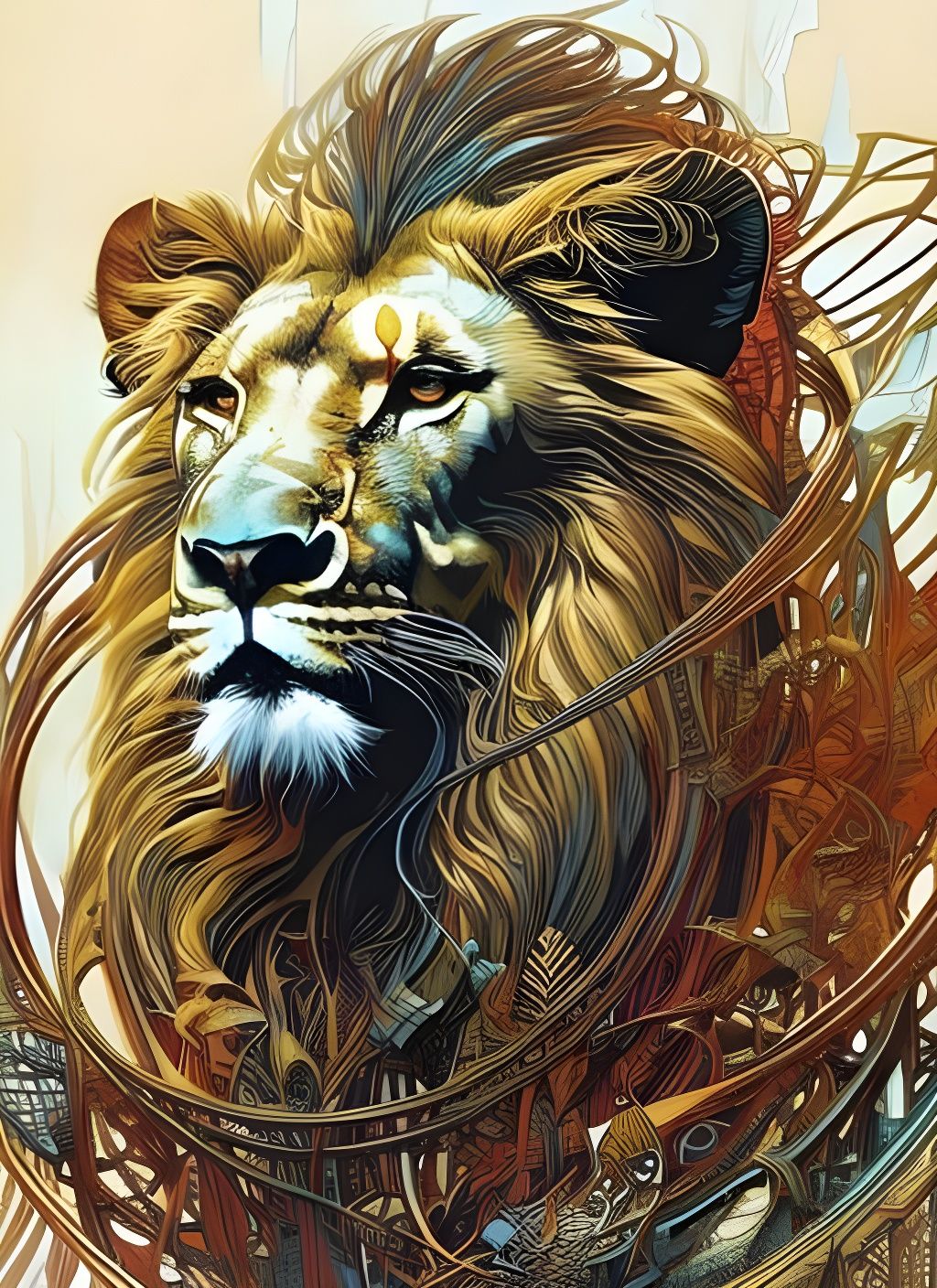 Majestic Lion Portrait as Speed Painting