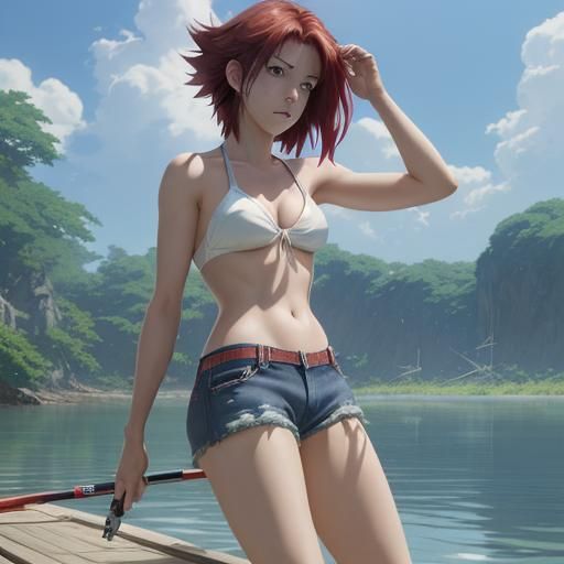 Anime Girl Fishing, Studio Ghibli Style