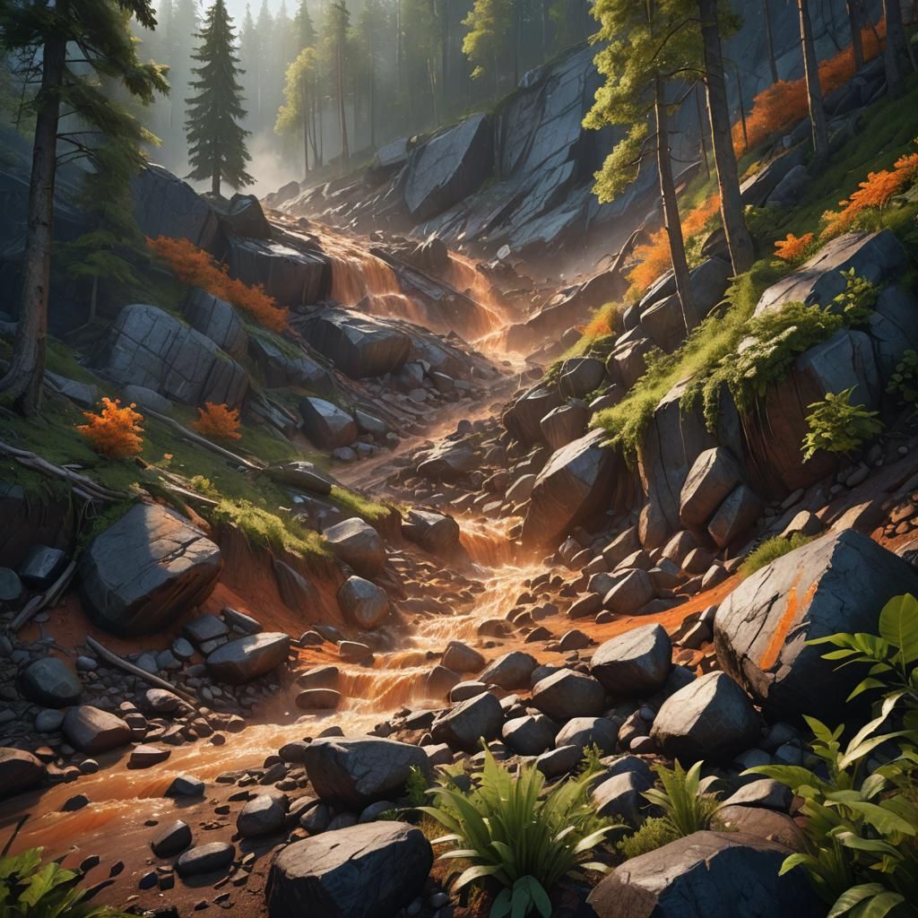 Dramatic Mudslide Concept Art in Golden Hour