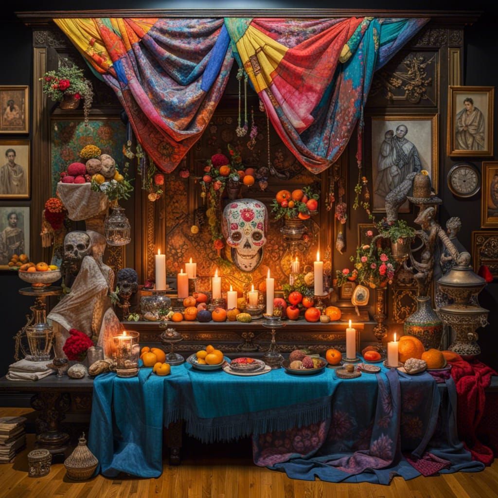 Day of the Dead Altar in Maximalist Style