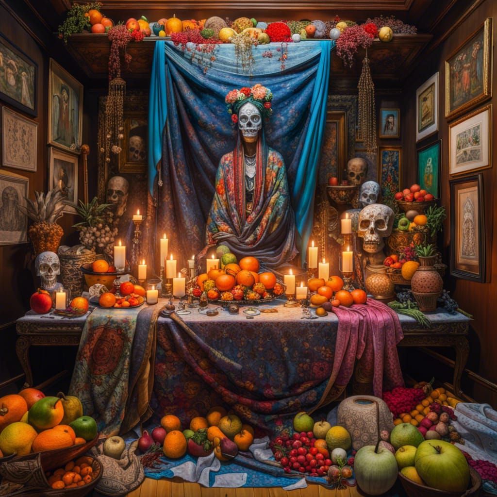 Day of the Dead Altar in Maximalist Style