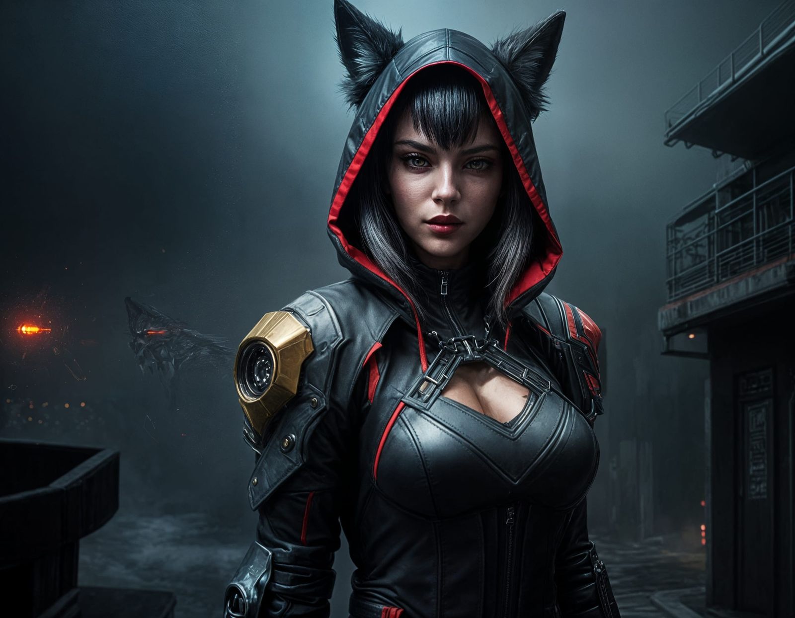 Cyberpunk Wolf-Girl in a Sci-Fi Underworld