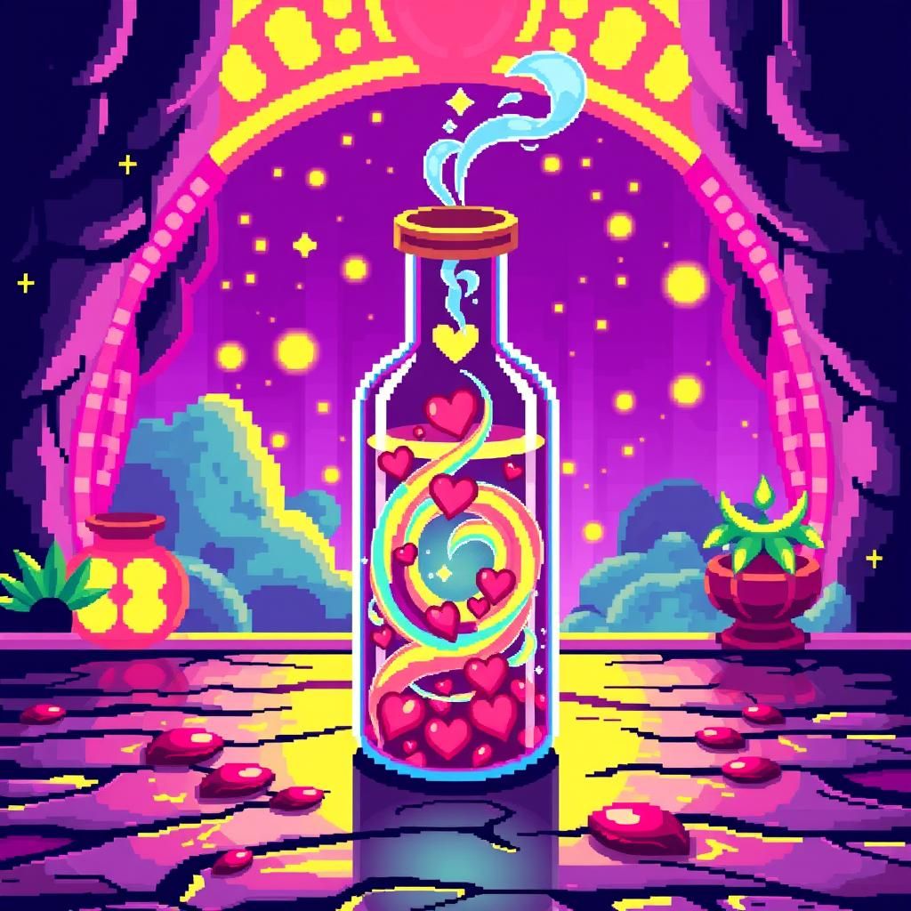 Magical Love Potion in 8-Bit Pixel Art