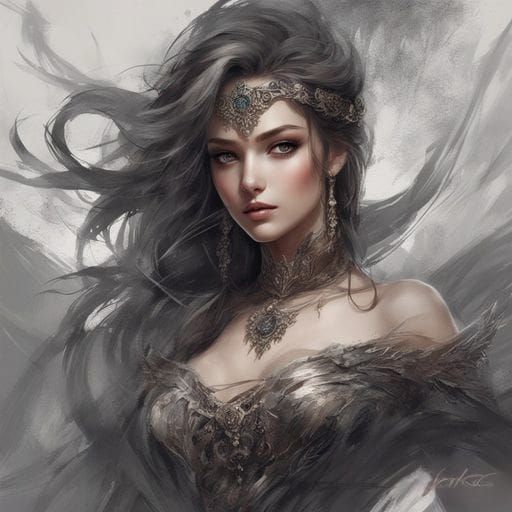 Beautiful Girl Portrait with Dark Eyes