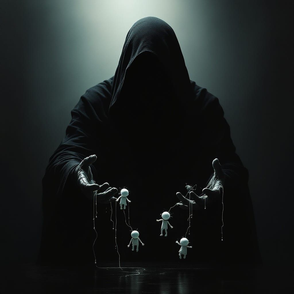 Shadowy Figure Exerts Control with Ethereal Threads