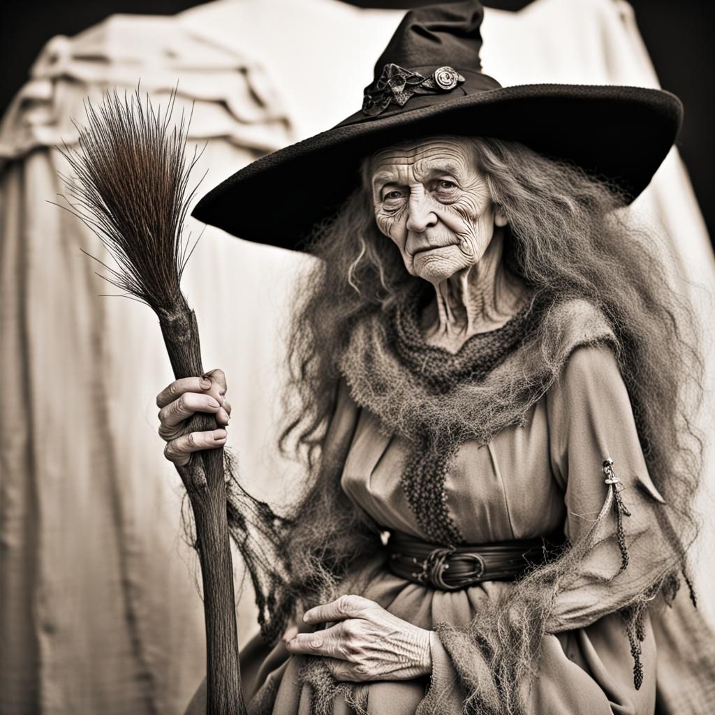 Detailed Portrait of an Old Witch