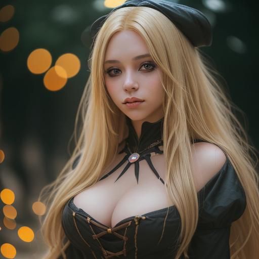 Medieval Human Witch, Blonde Hair, Brown Eyes, Female
