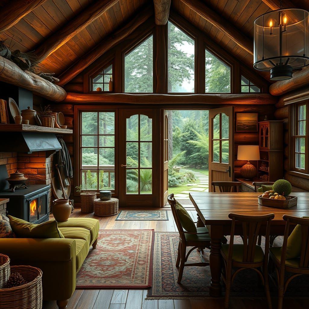 Cozy Rustic Cabin in a Mystical Woodland Realm