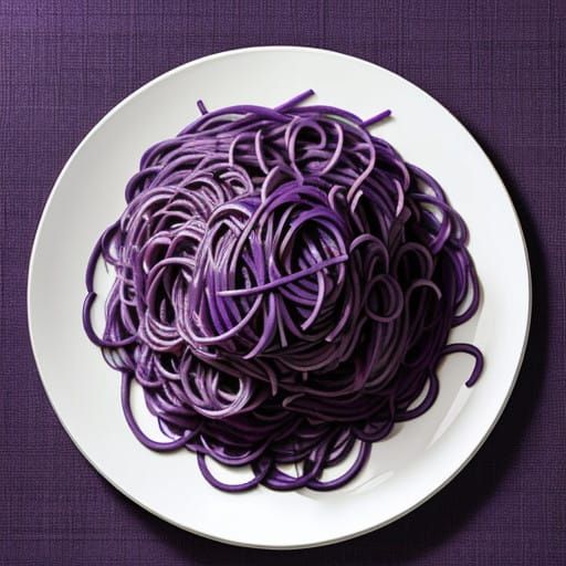 Whimsical Plate of Lavender Pasta in a Steaming Bowl