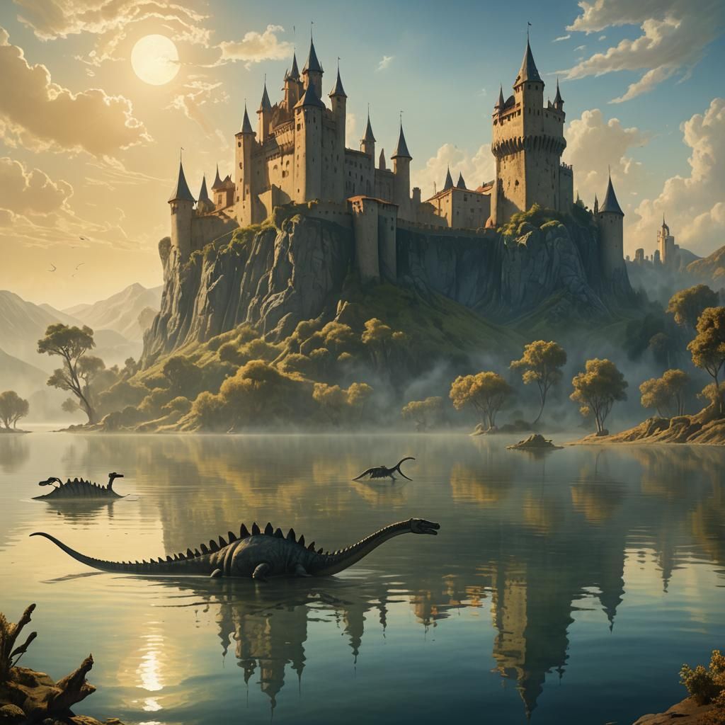 Dinosaurs Roam a Surreal Prehistoric Landscape