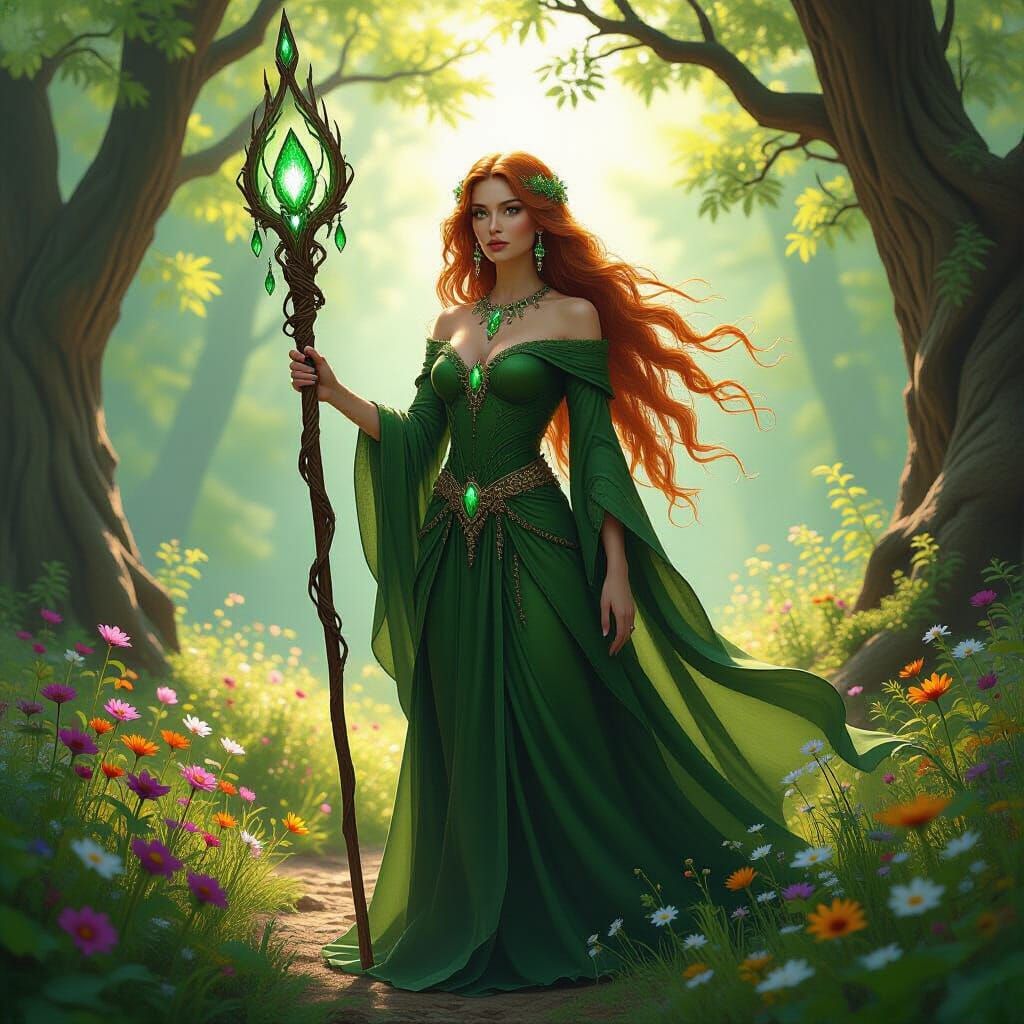 Earth Elemental Queen in Forest, Dark Fantasy Art