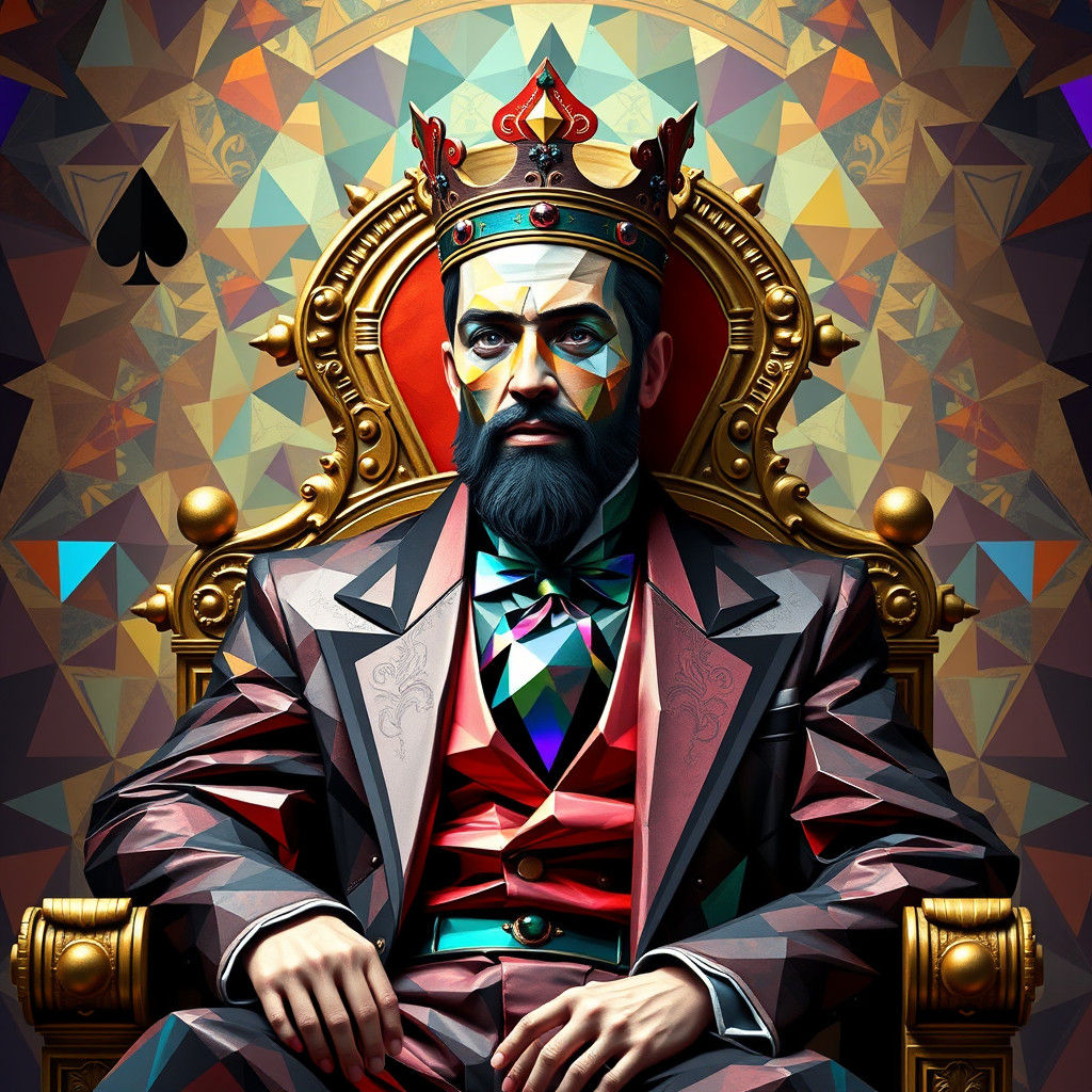 King of Spades in Cubist Art Deco Style