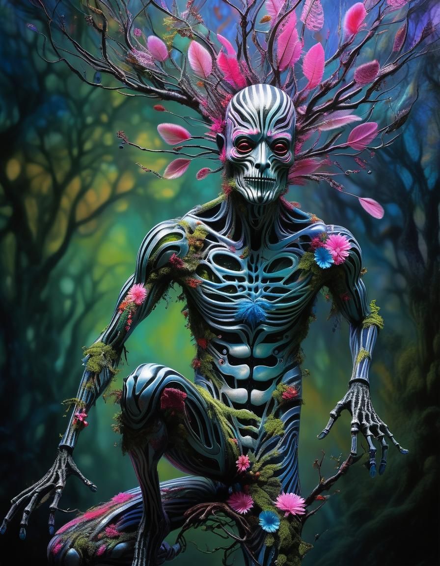 Anthropomorphic Tree Man Hybrid in Surreal Style