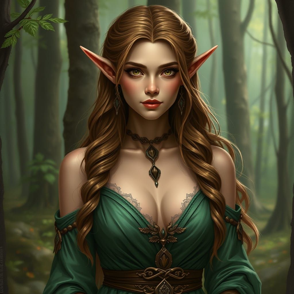 Wood Elf Princess in Green Attire