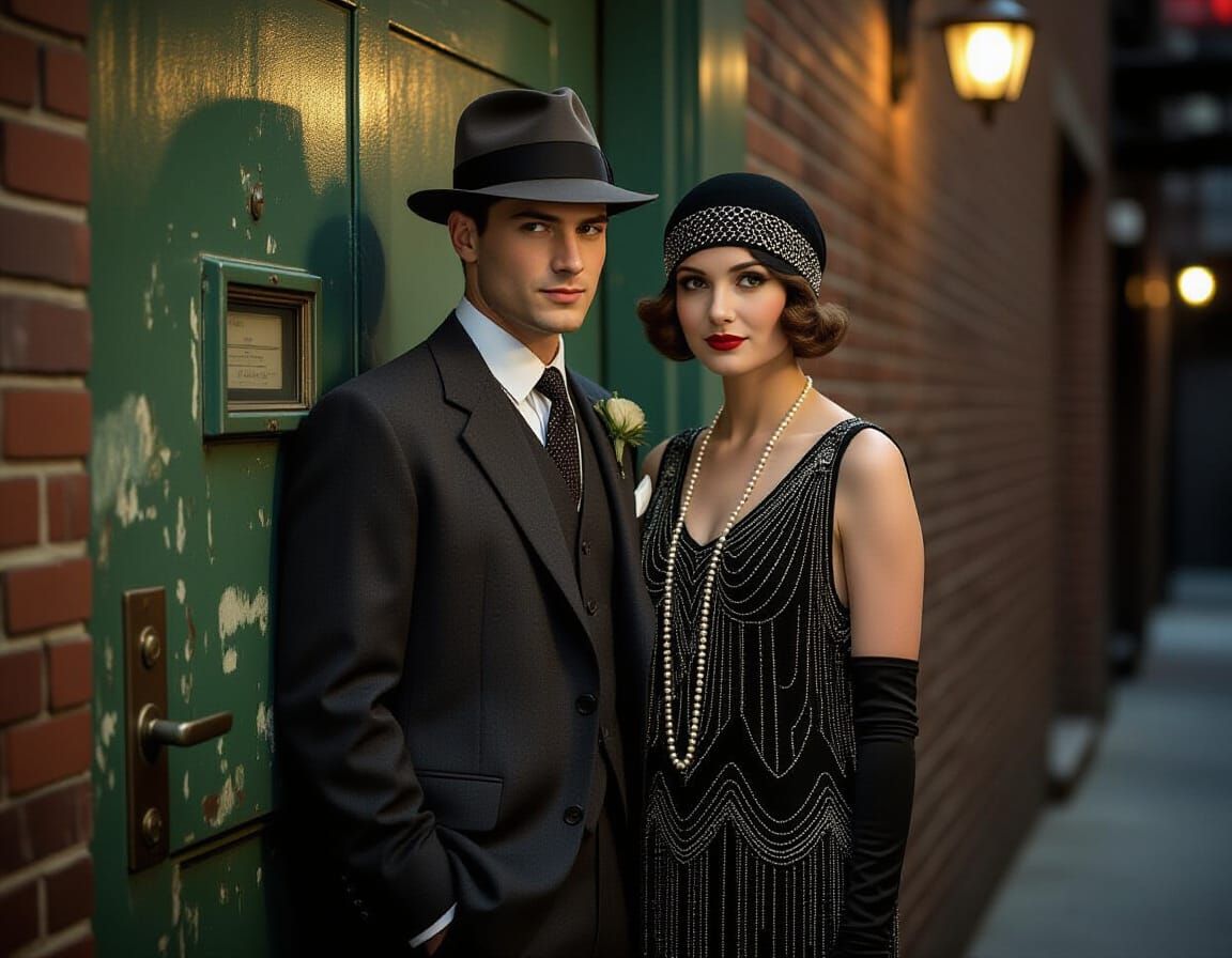 Film Noir Couple in Alleyway