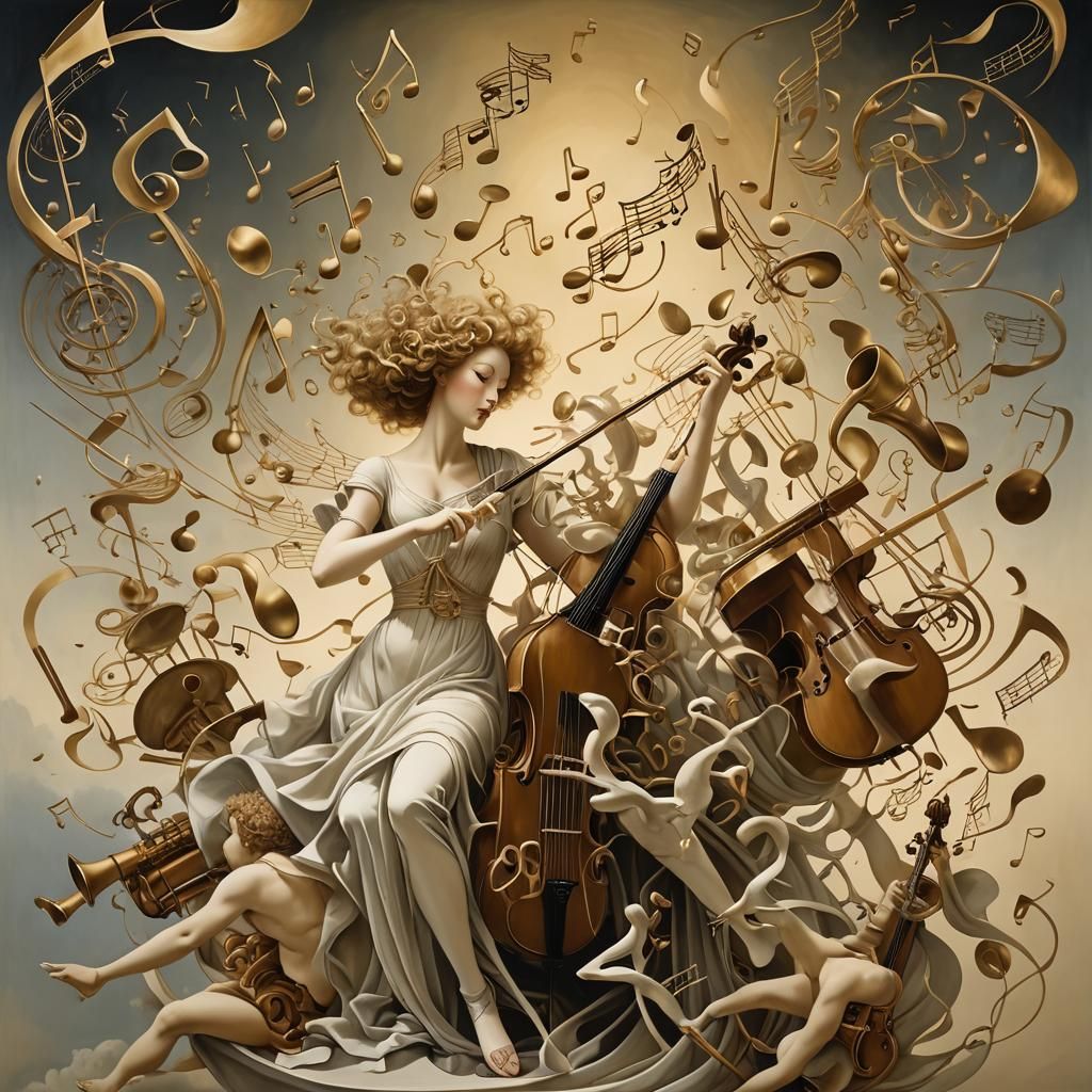 Musical Figures in Mystical Surrealist Dreamscape