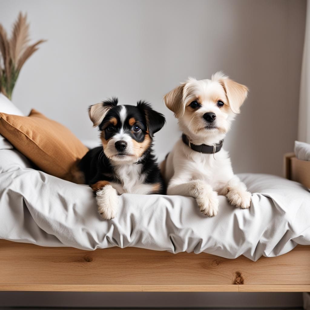 Adorable Dogs Snug in Bed