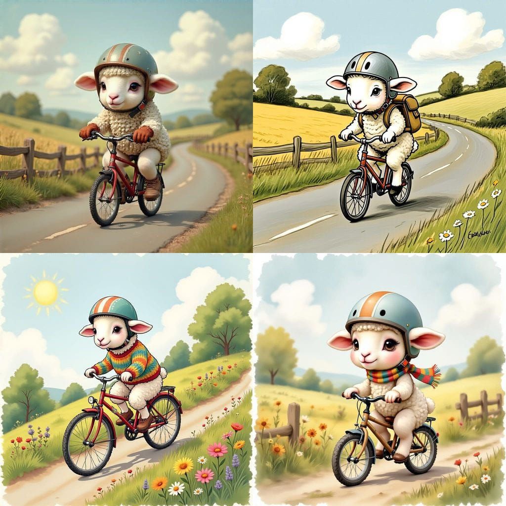 A Nervous Lamb Rides a Bike