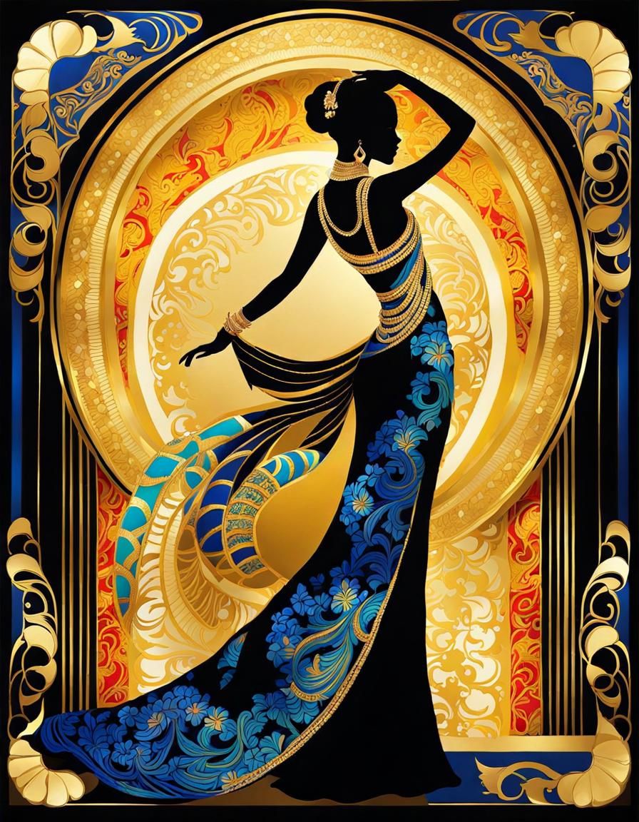 Colorful Batik Dancer in Art Deco Style