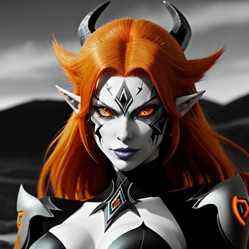 Hyperdetailed Portrait of Midna with Orange Eyes