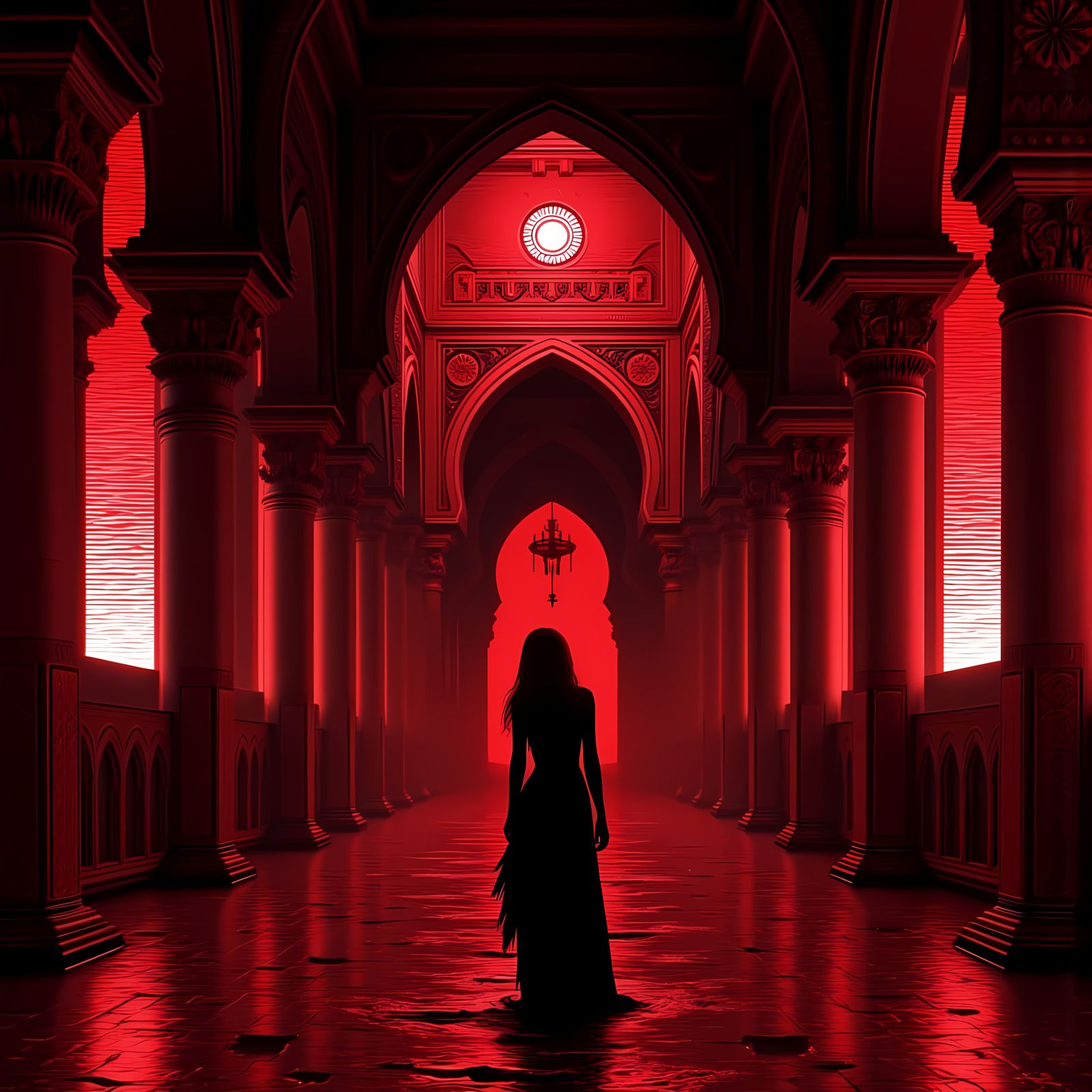 Dark Arabic Beauty in Glitchy Islamic Architecture