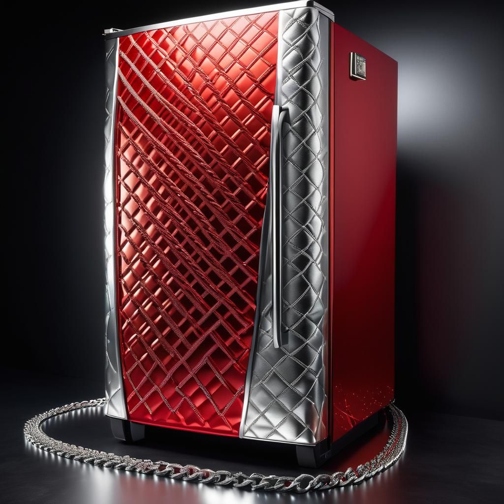 Locked Refrigerator: Hyperrealistic Splash Art