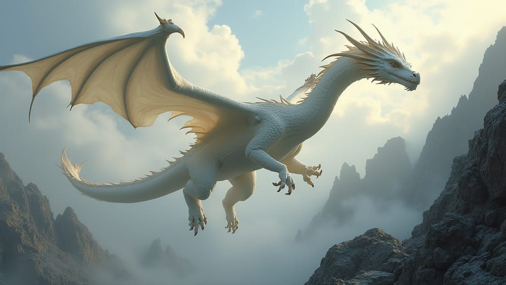 Majestic Hyper-Realistic Dragon Soars Over Mountains in Cine...