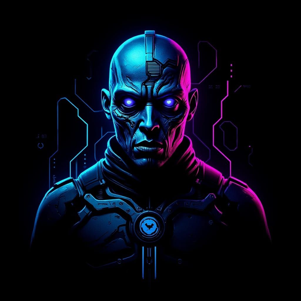 Anarchist Symbol of Digital Decay in Neo-Punk Style