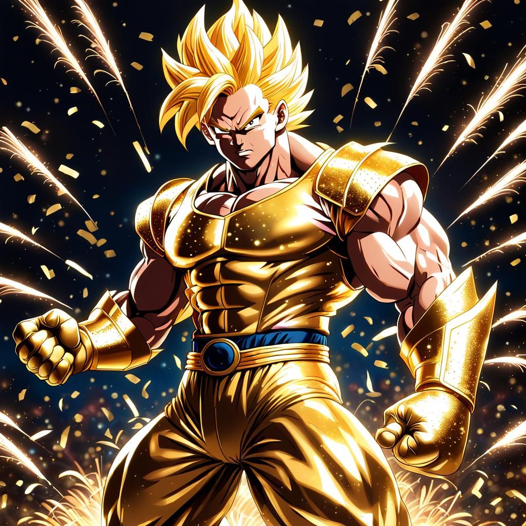 Golden Super Saiyan in 90s Anime Style