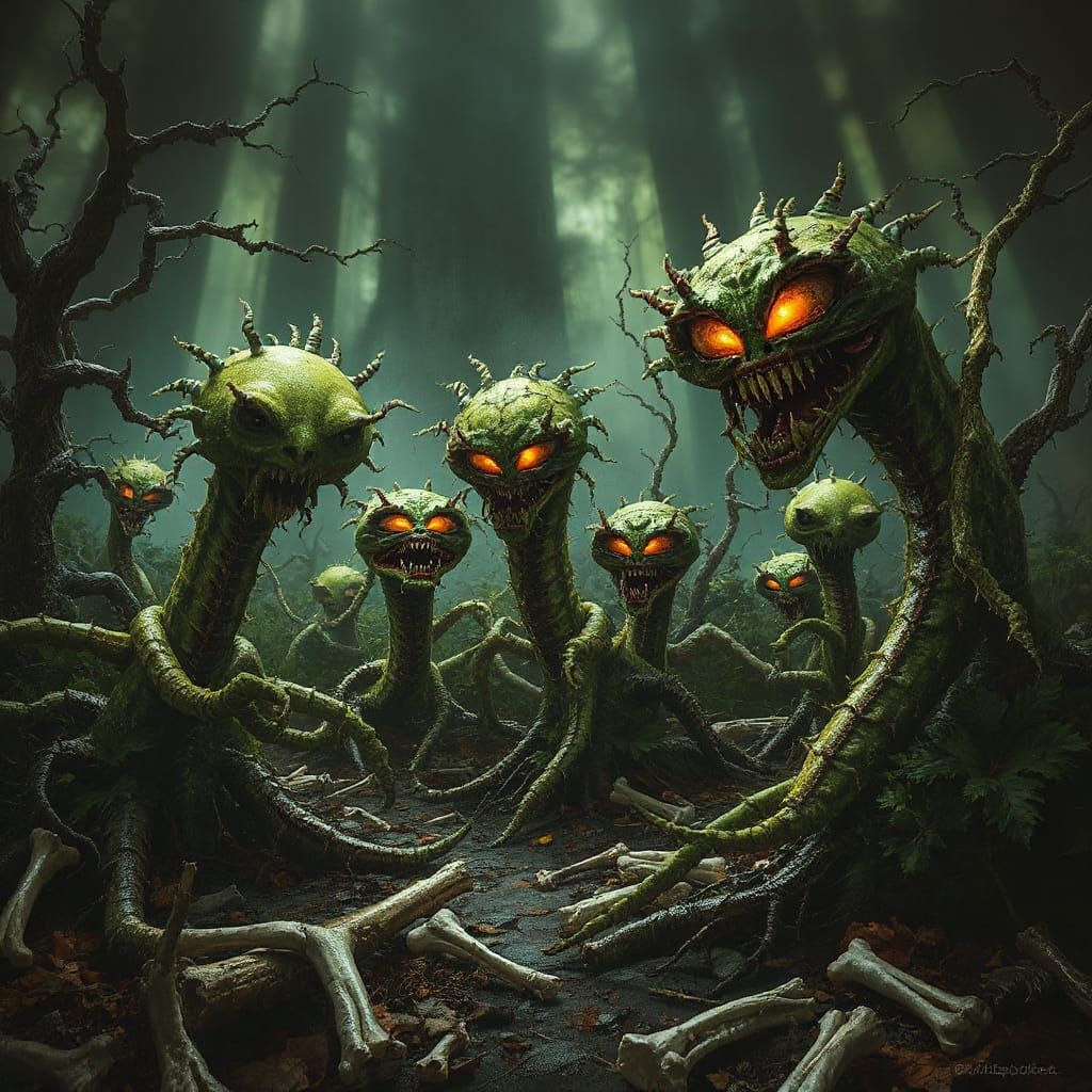 A creepy garden where carnivorous plants with razor-sharp te...