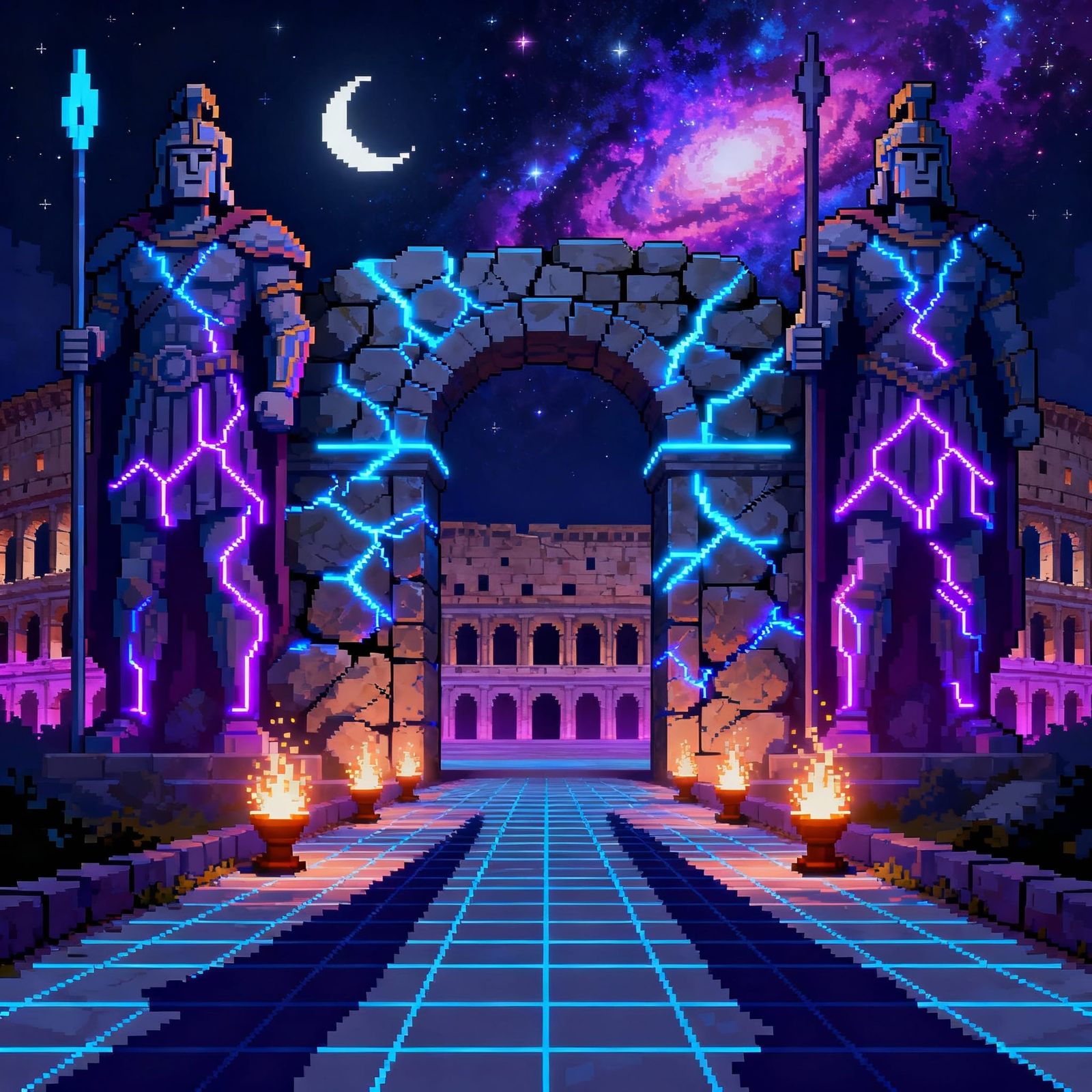 Mystical 16-Bit Pixel Art: Colosseum Entrance Archway