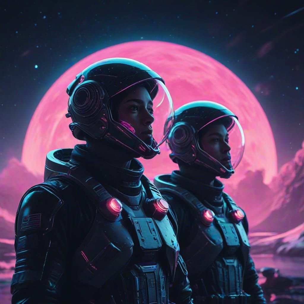 Neon Starship Discovery in Synthwave Style