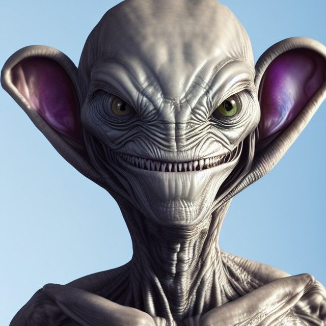 Hyperrealistic Old Alien Portrait in 4K VRay