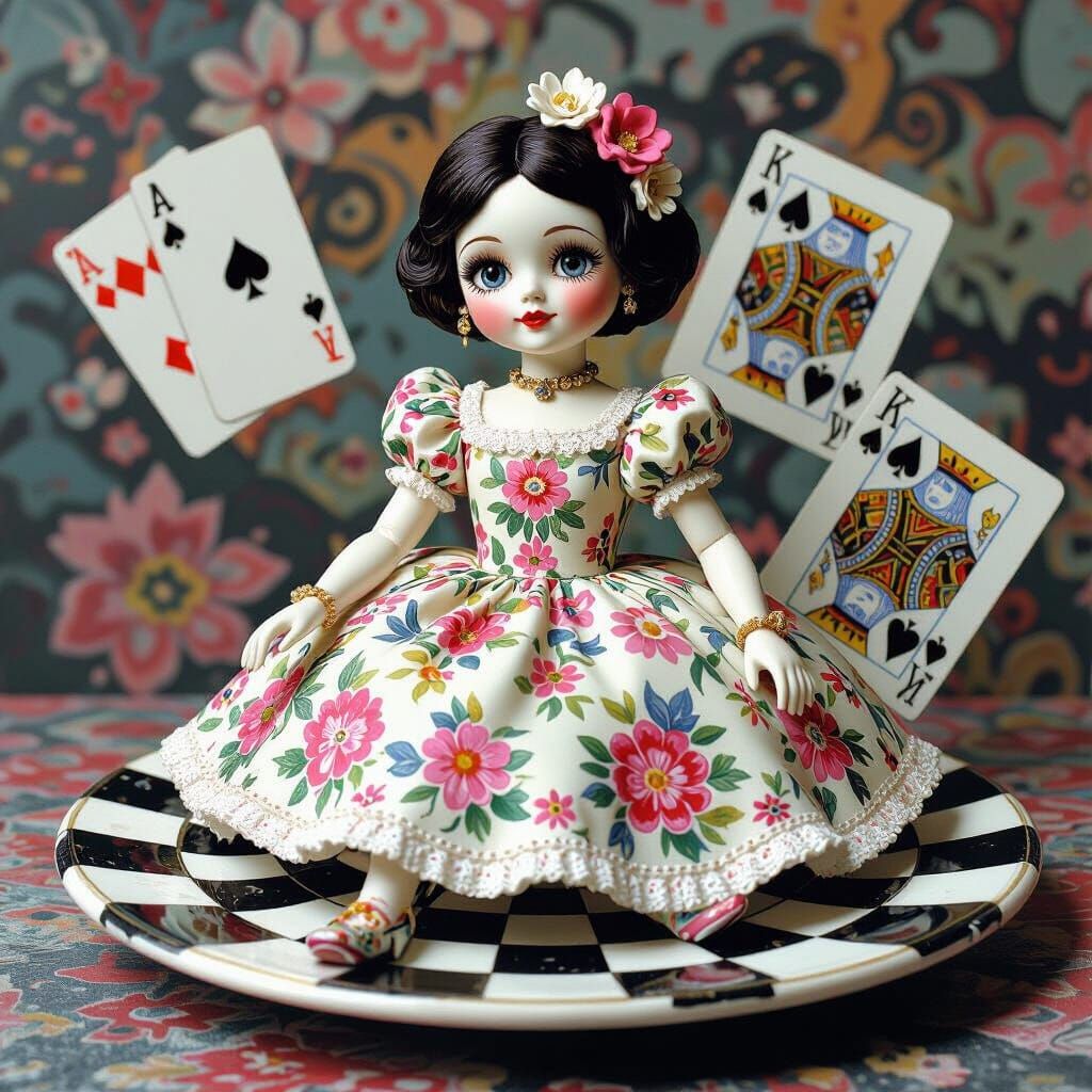 Porcelain Doll in Pop Surrealist Style