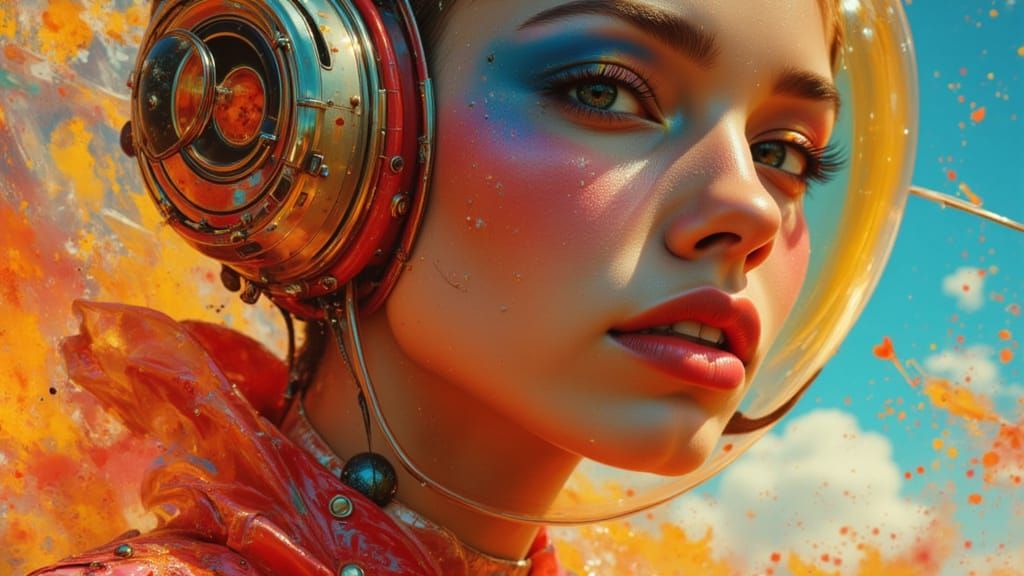 Utopian Future Memory in Hyperrealistic Splash Art