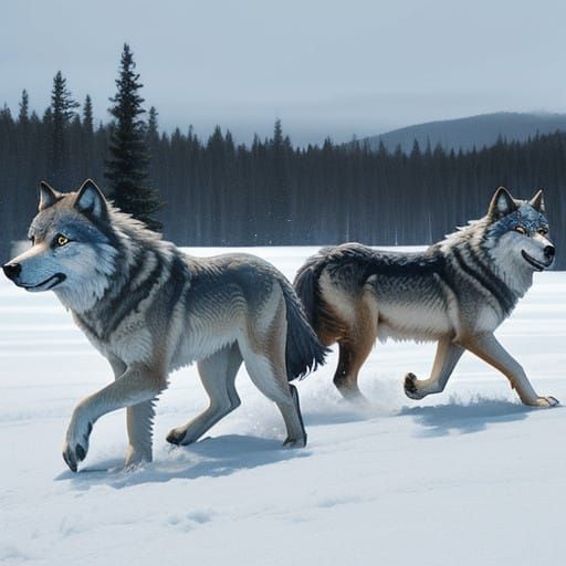 timber wolves in the wild