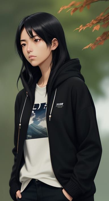 Anime Girl in Serene Nature Scene, Makoto Shinkai Style