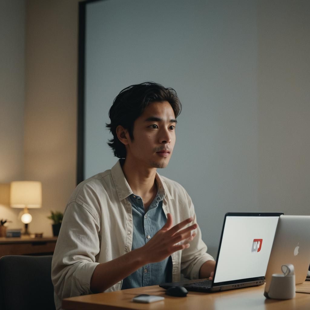 Person Watching YouTube: Cinematic Film Still