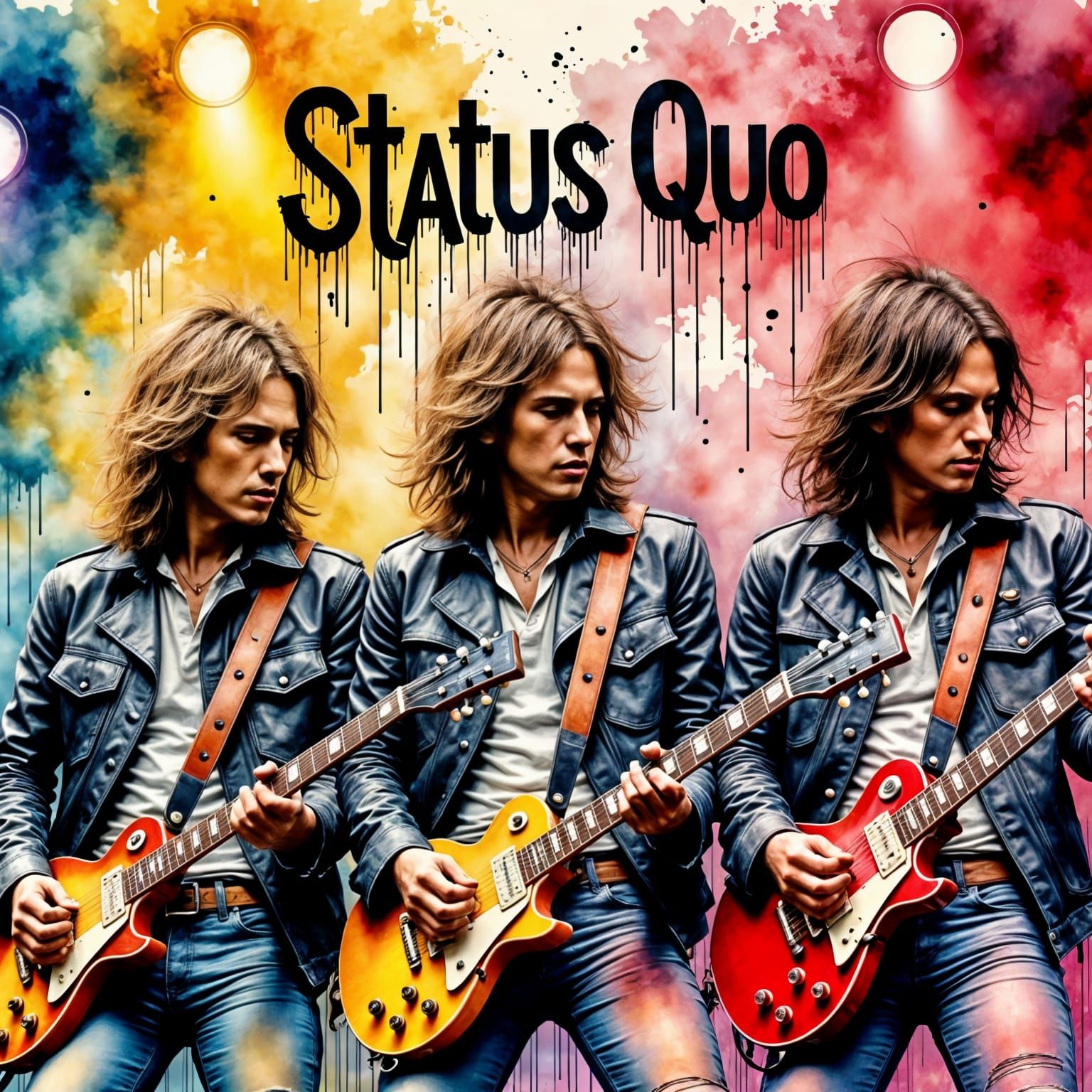 Electric Guitar Rockers in Hua Tunan Splatter Style