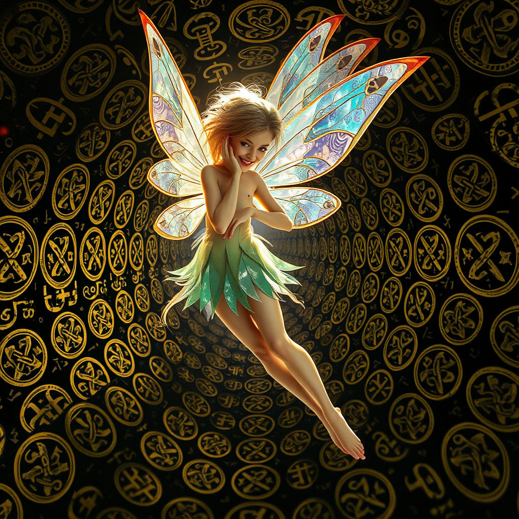 Surreal Fairy Merged with Morphing Occult Symbols