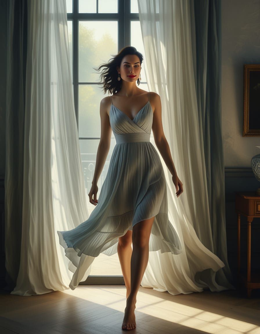 Woman in Sundress: Romantic Realism Digital Painting