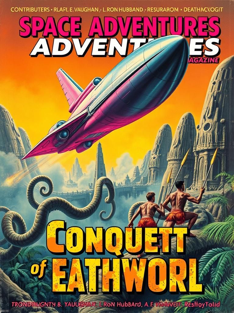 Space Adventures Magazine, featuring "Conquest of Eathworl" by L. Ron Hubbard